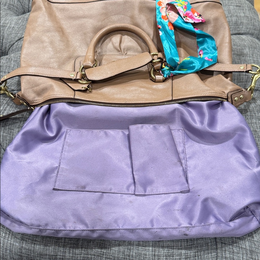 Coach Bag Ashley Large Tan Metallic Leather Satchel - Picture 11 of 17